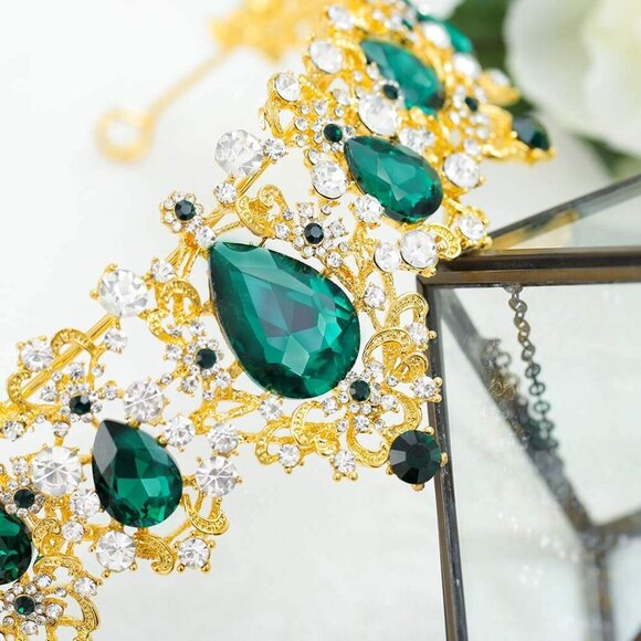 Baroque Vintage Rhinestone Crown and Tiaras for Wedding Birthday Princess Crysta - Picture 4 of 7